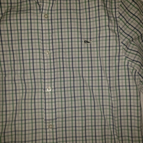 Vineyard Vines Mens Slim Fit Whale‎ Shirt Blue Green Plaid L/S Sz Small S Cotton - Picture 4 of 8